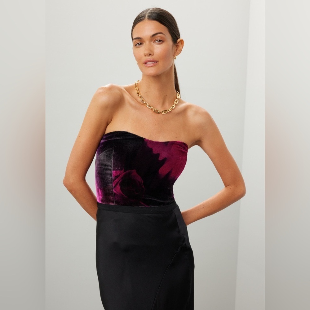 Retrofete - Nat Top - Velvet floral tube top size large RTR
